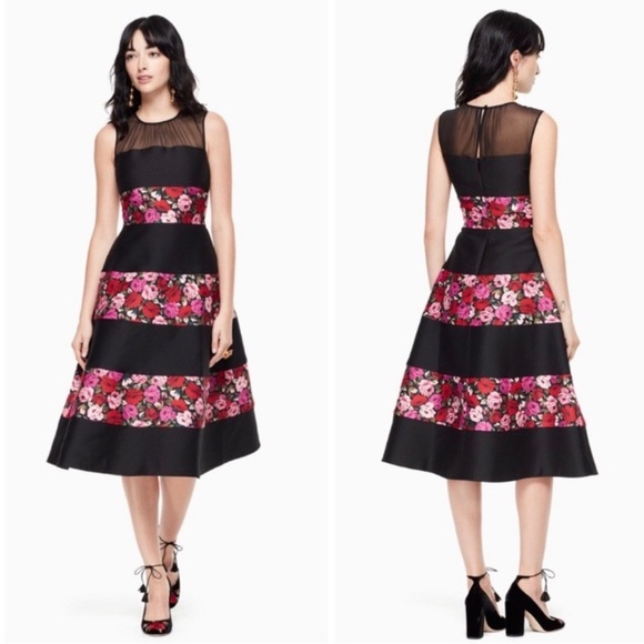 Kate Spade Madison Ave Collection Salon Rose Palma A Line Sleeveless Midi Size 6 - Picture 2 of 10